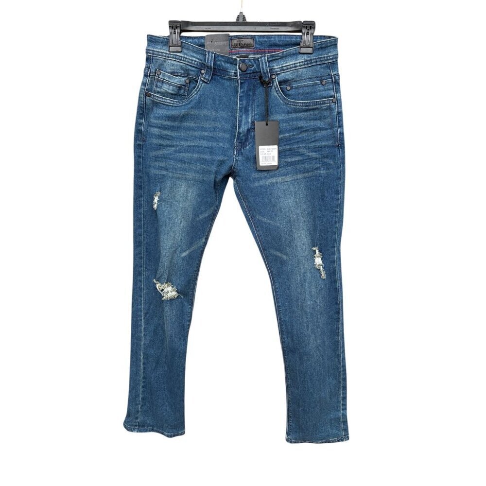 Steves Jeans Slim Fit Stretch Denim Jeans Distressed Style Size 30/30 Medium Was